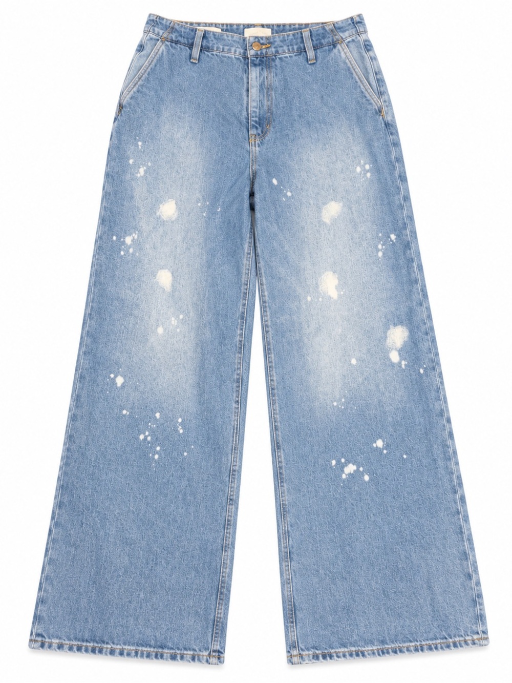 Universal Thread Light Blue Wide-Leg Jeans with Paint-Splatter Detail